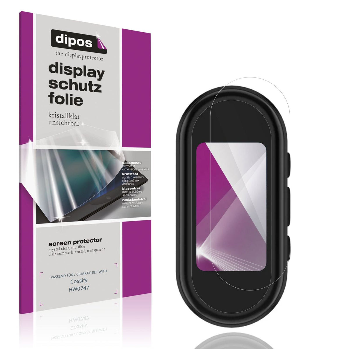 Klare Displayschutzfolie von dipos passend für Cossify HW0747, präziser Zuschnitt und blasenfrei montiert