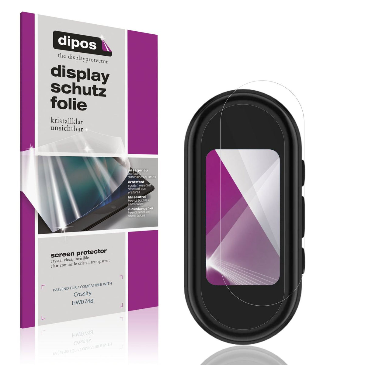 Klare Displayschutzfolie von dipos passend für Cossify HW0748, präziser Zuschnitt und blasenfrei montiert