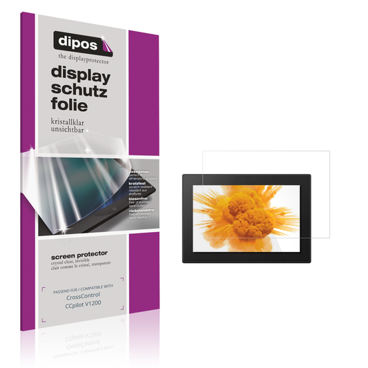 Klare Displayschutzfolie von dipos passend für CrossControl CCpilot V1200, präziser Zuschnitt und blasenfrei montiert