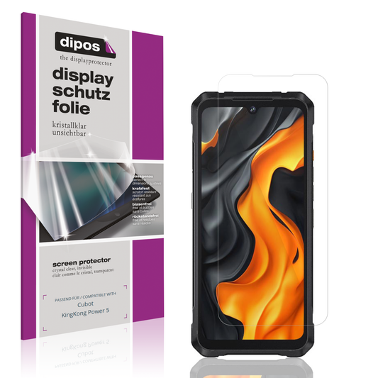 Klare Displayschutzfolie von dipos passend für Cubot KingKong Power 5, präziser Zuschnitt und blasenfrei montiert