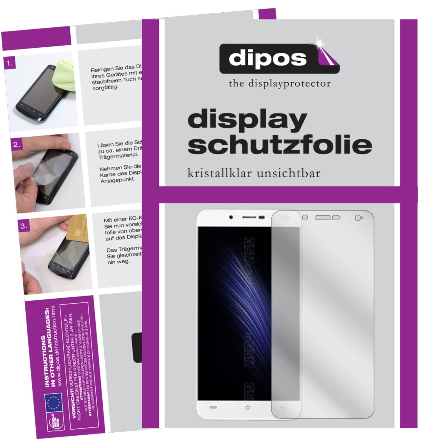 Klare Displayschutzfolie von dipos passend für Cubot Rainbow 2, präziser Zuschnitt und blasenfrei montiert