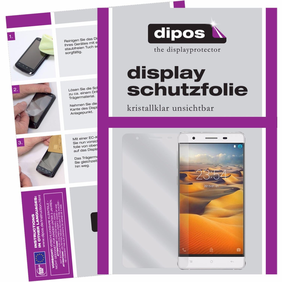Klare Displayschutzfolie von dipos passend für Cubot S550, präziser Zuschnitt und blasenfrei montiert