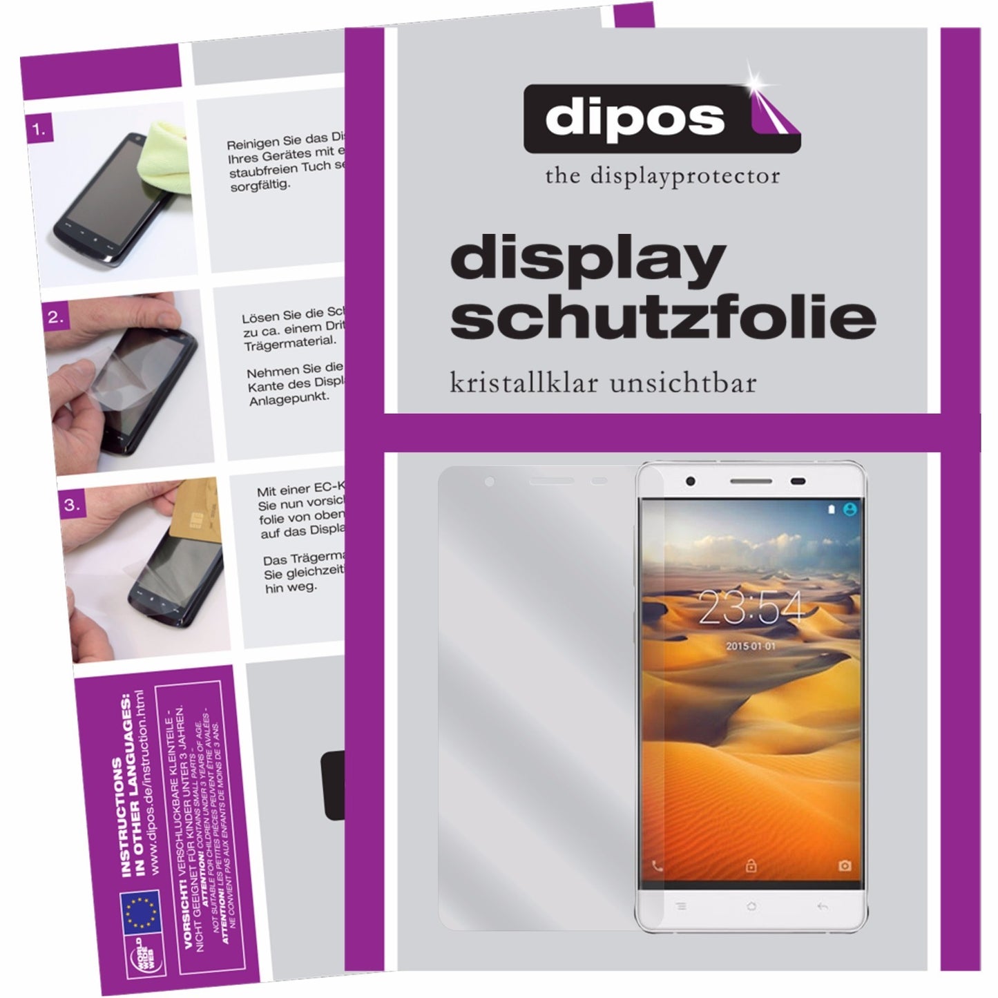 Klare Displayschutzfolie von dipos passend für Cubot S550 Pro, präziser Zuschnitt und blasenfrei montiert