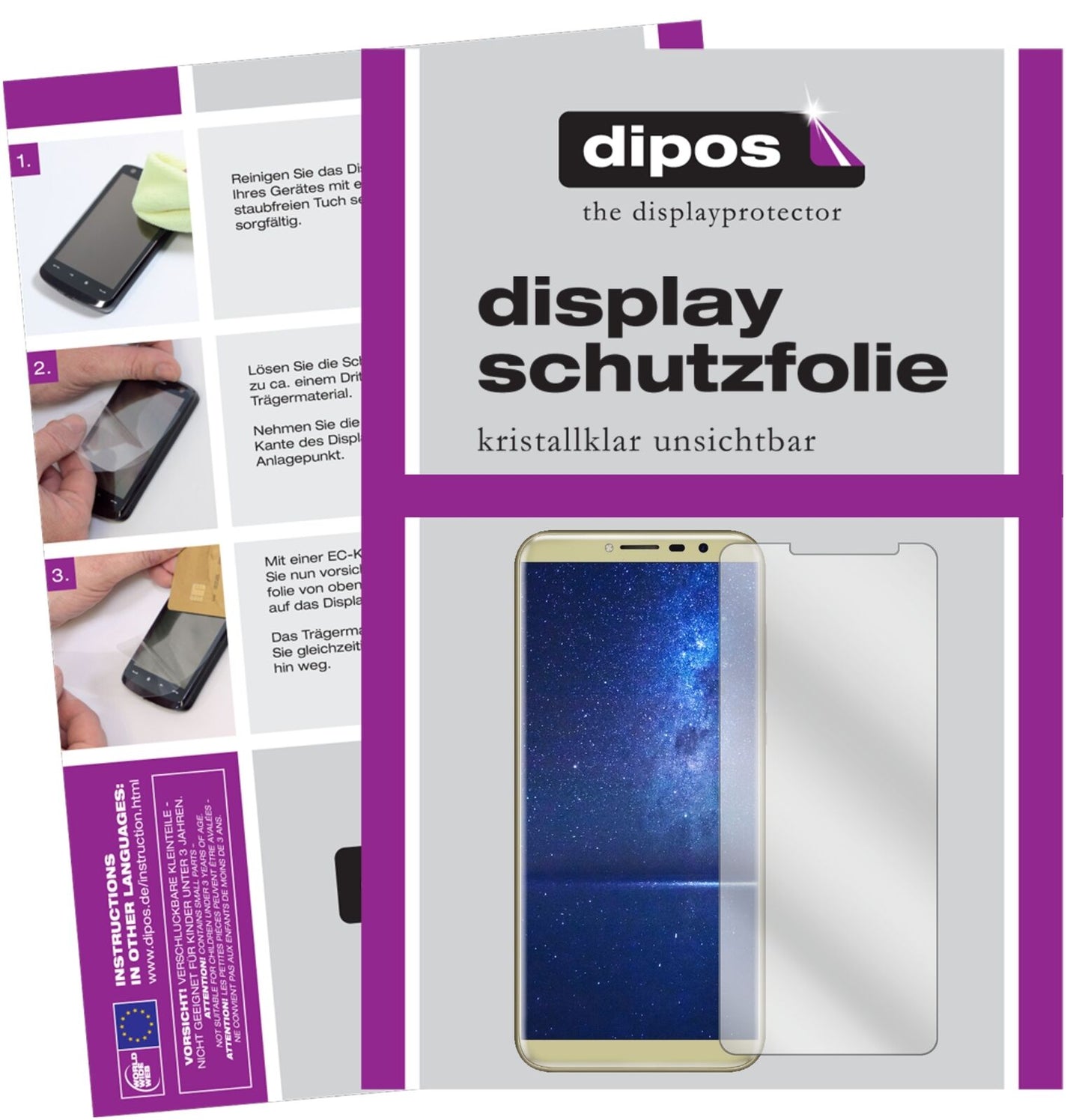 Klare Displayschutzfolie von dipos passend für Cubot X18, präziser Zuschnitt und blasenfrei montiert