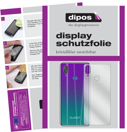 Klare Displayschutzfolie von dipos passend für Cubot X19 Rückseite, präziser Zuschnitt und blasenfrei montiert