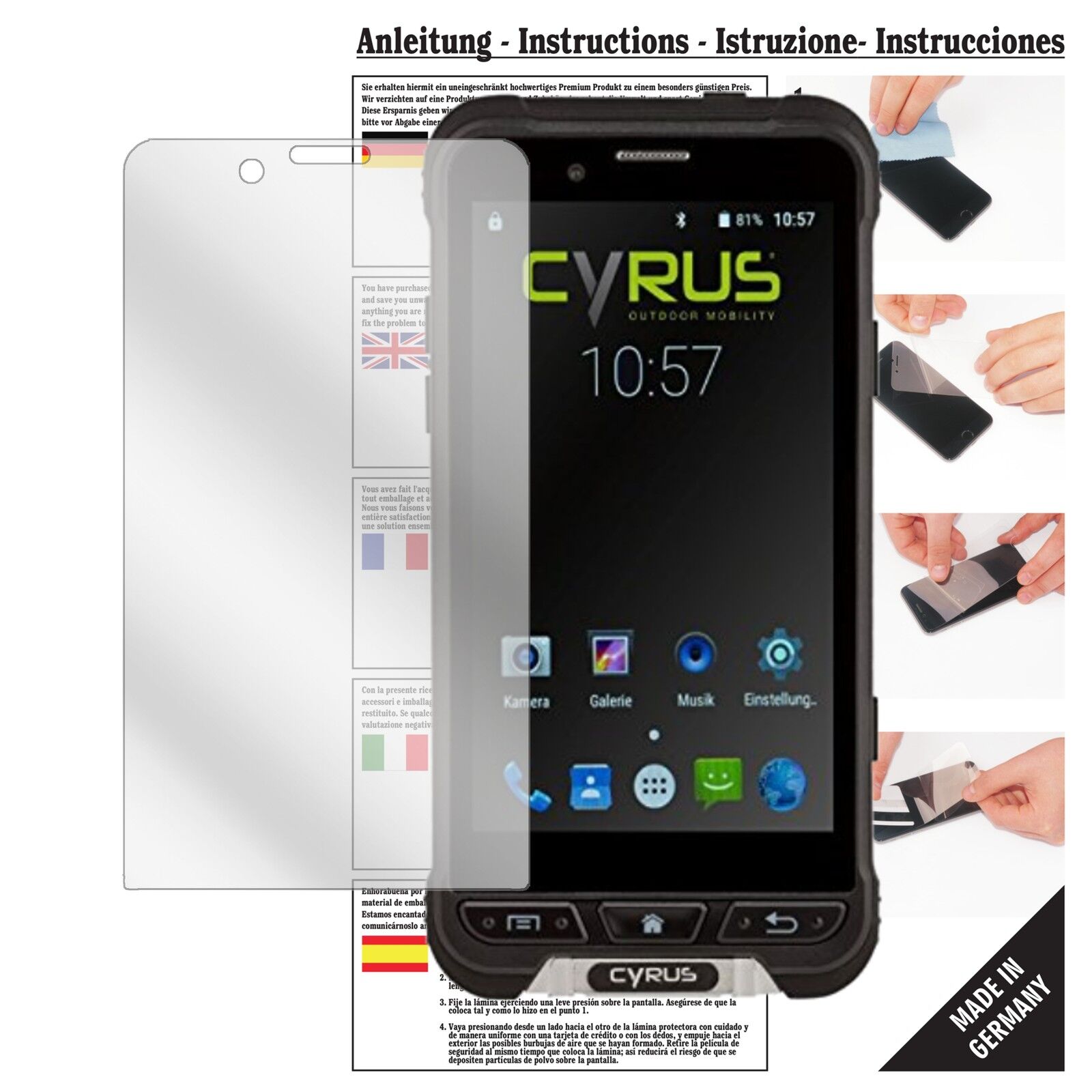 Klare Displayschutzfolie von dipos passend für Cyrus CYR10090 CS35, präziser Zuschnitt und blasenfrei montiert