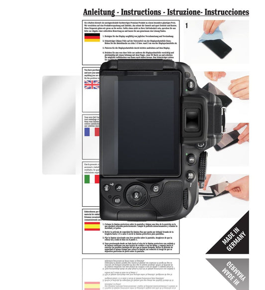 Klare Displayschutzfolie von dipos passend für D5300 Nikon, präziser Zuschnitt und blasenfrei montiert