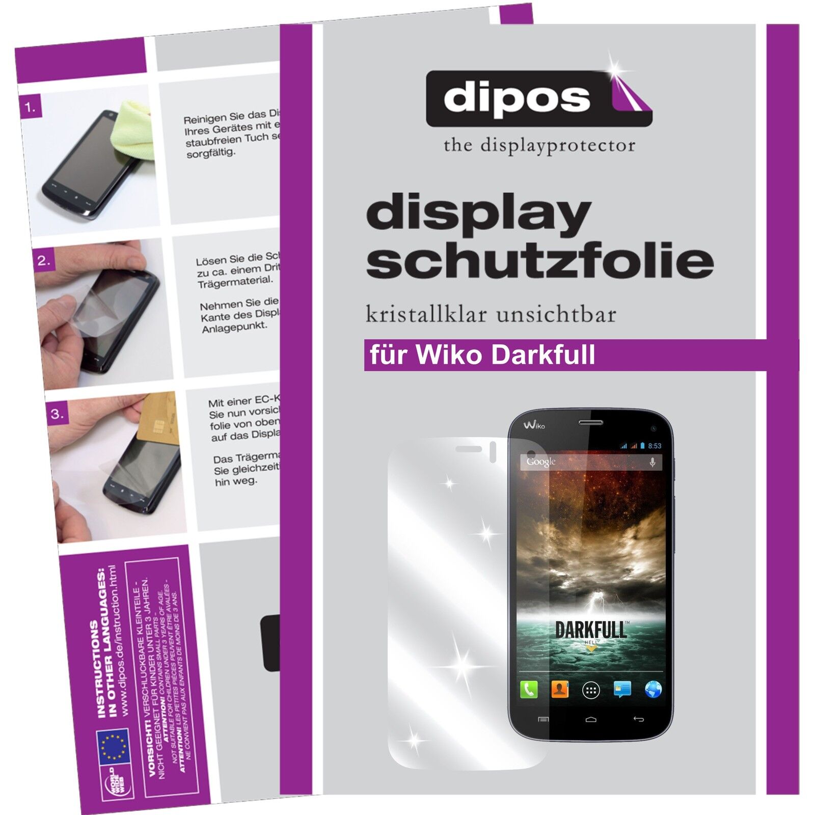 Klare Displayschutzfolie von dipos passend für Darkfull Wiko, präziser Zuschnitt und blasenfrei montiert