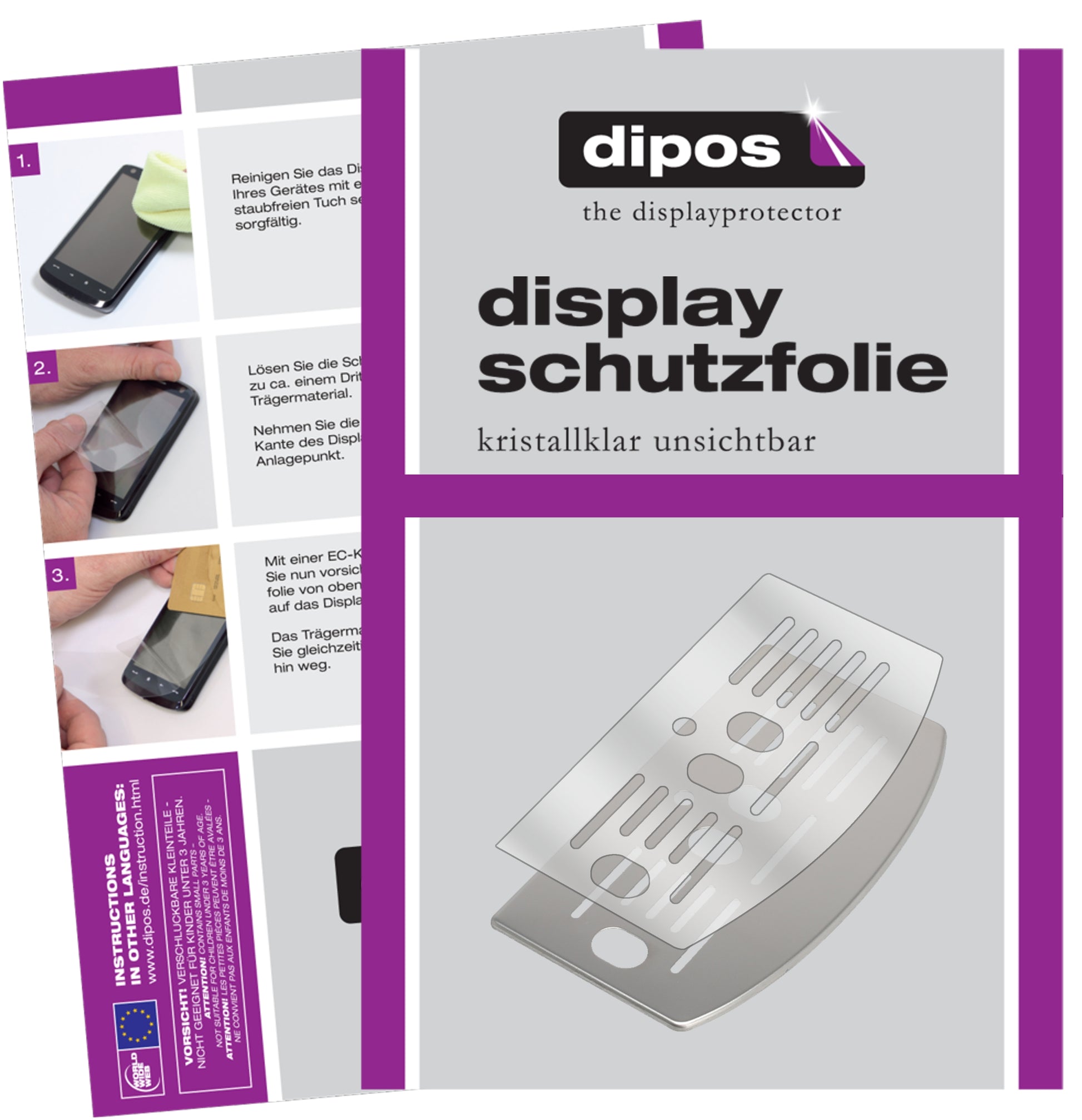 Klare Displayschutzfolie von dipos passend für De Longhi ECAM 25.128 Tropfblech, präziser Zuschnitt und blasenfrei montiert