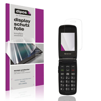 Klare Displayschutzfolie von dipos passend für Denver BAS-24800L, präziser Zuschnitt und blasenfrei montiert