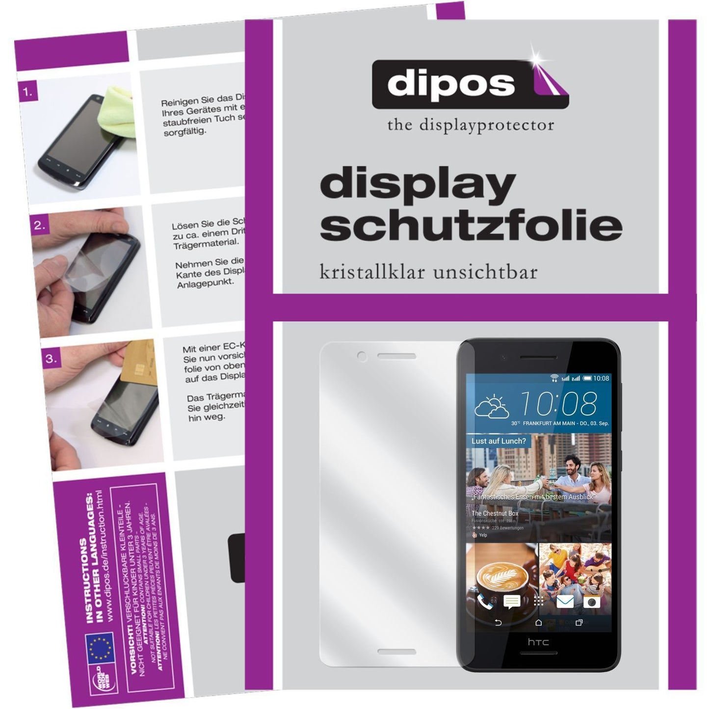 Klare Displayschutzfolie von dipos passend für Desire 728G HTC, präziser Zuschnitt und blasenfrei montiert