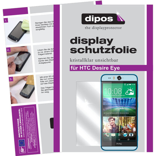 Klare Displayschutzfolie von dipos passend für Desire Eye HTC, präziser Zuschnitt und blasenfrei montiert