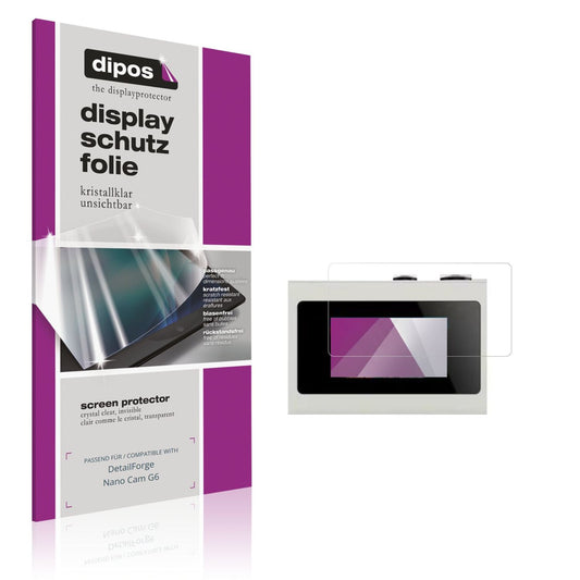 Klare Displayschutzfolie von dipos passend für DetailForge Nano Cam G6, präziser Zuschnitt und blasenfrei montiert