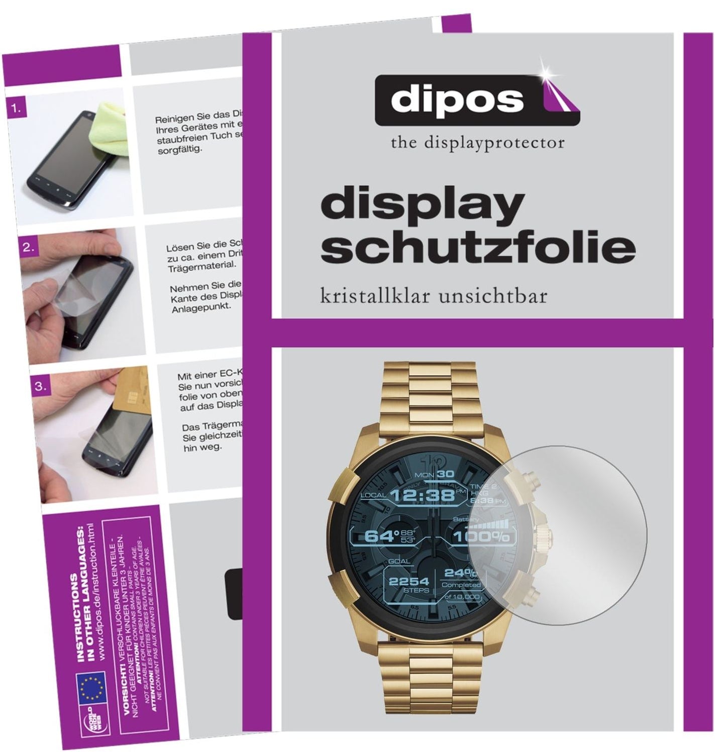 Klare Displayschutzfolie von dipos passend für Diesel On Full Guard, präziser Zuschnitt und blasenfrei montiert