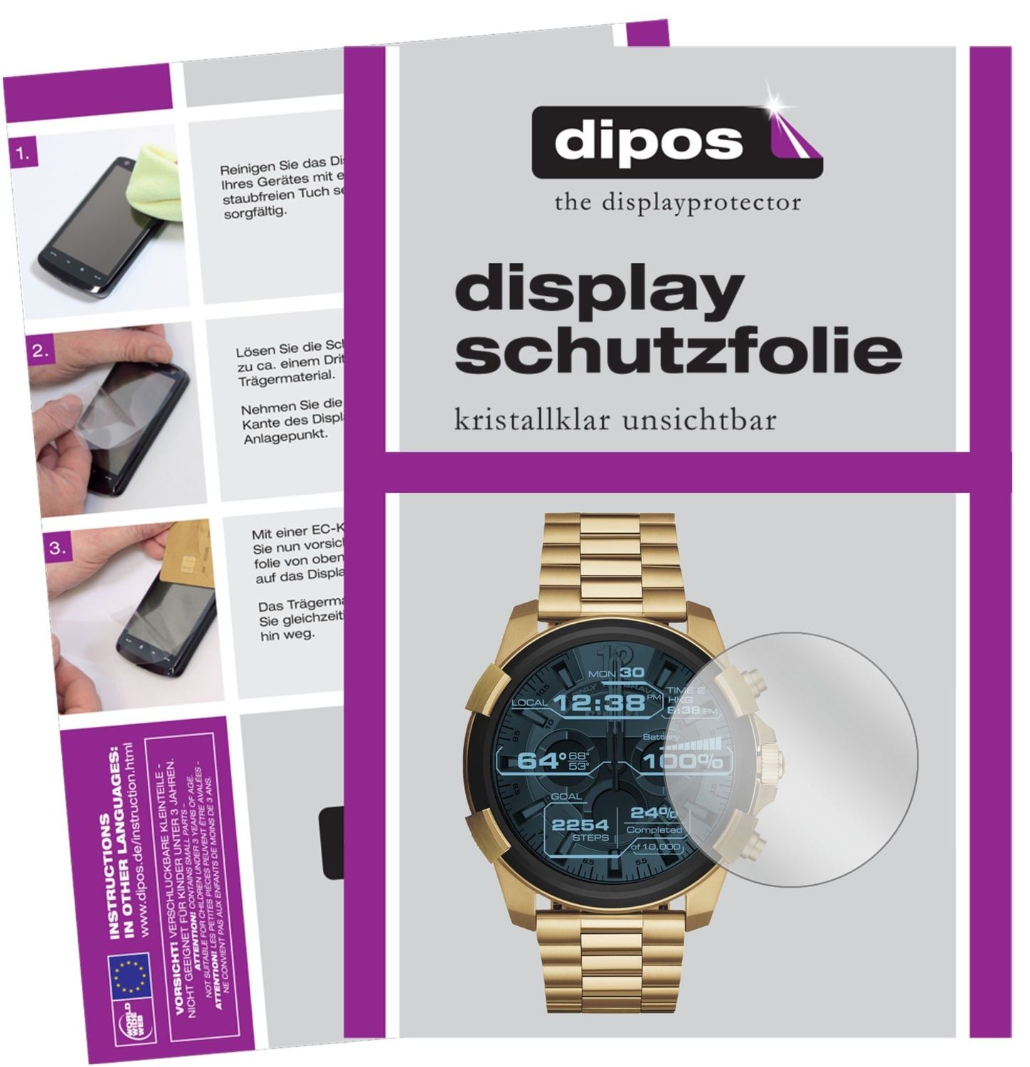Klare Displayschutzfolie von dipos passend für Diesel On Full Guard, präziser Zuschnitt und blasenfrei montiert