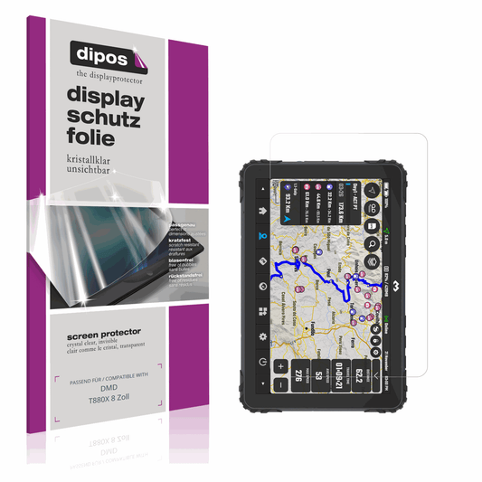 Klare Displayschutzfolie von dipos passend für DMD T880X 8 Zoll, präziser Zuschnitt und blasenfrei montiert