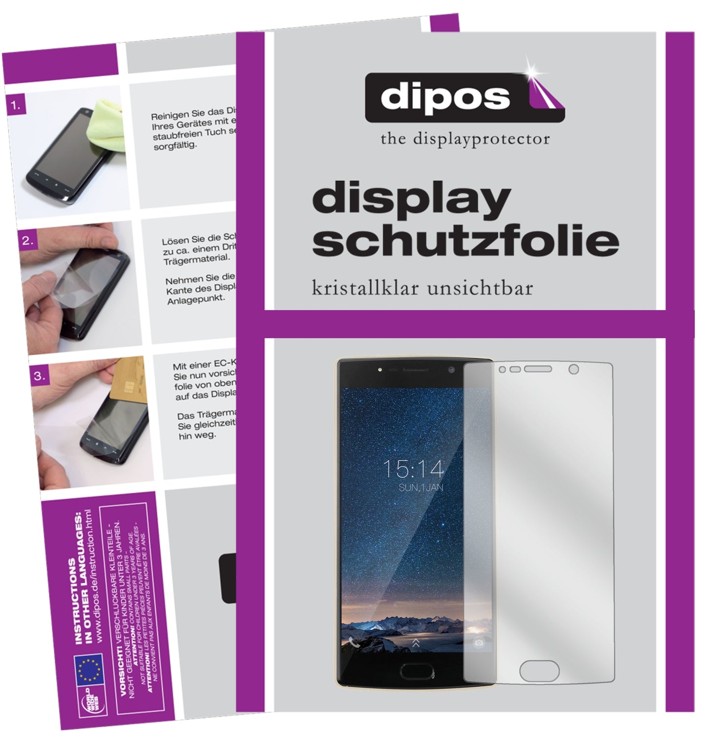 Klare Displayschutzfolie von dipos passend für Doogee BL7000, präziser Zuschnitt und blasenfrei montiert