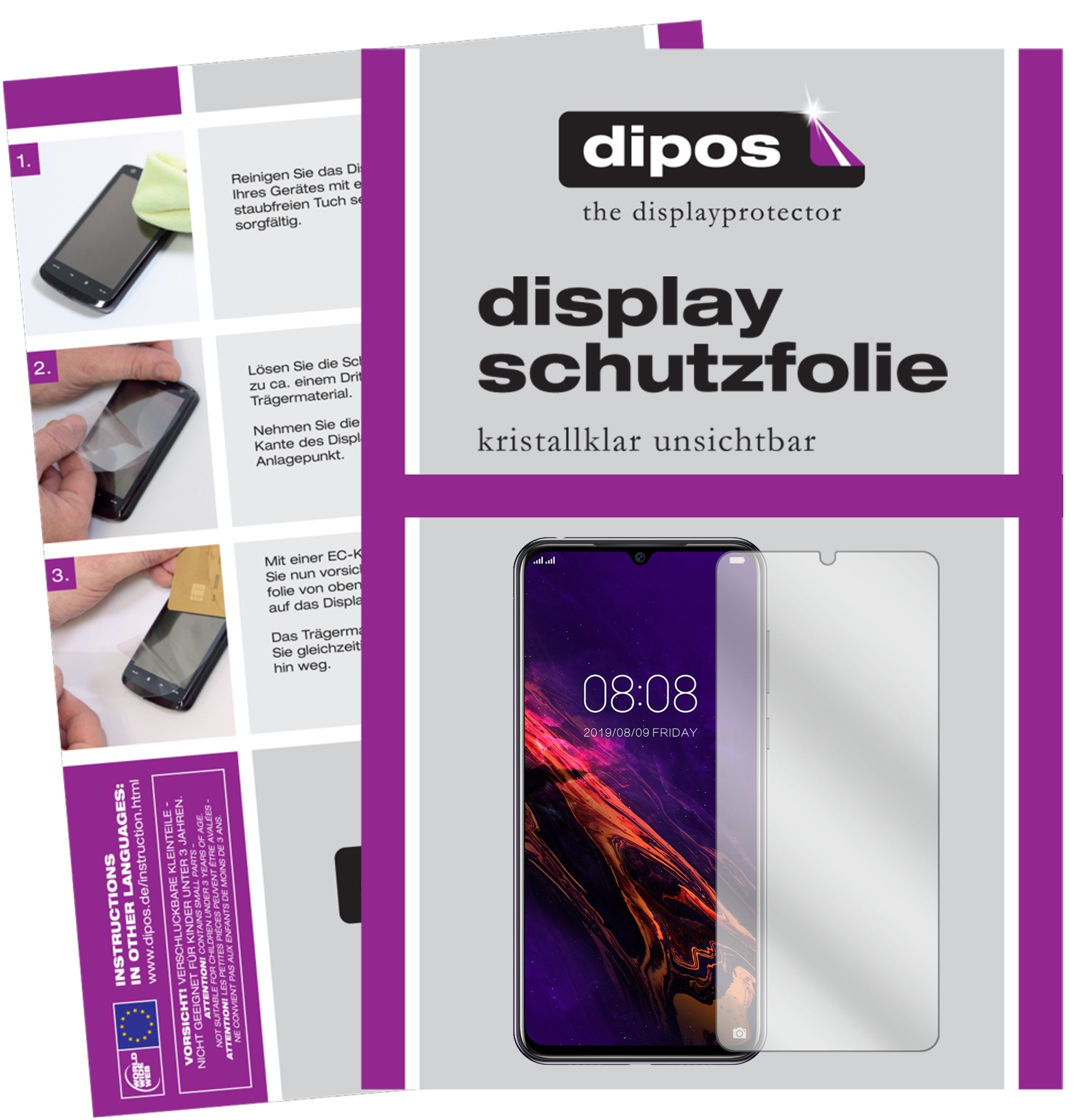 Klare Displayschutzfolie von dipos passend für Doogee N20, präziser Zuschnitt und blasenfrei montiert