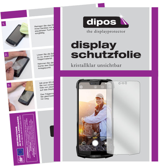 Klare Displayschutzfolie von dipos passend für Doogee S90 Pro, präziser Zuschnitt und blasenfrei montiert