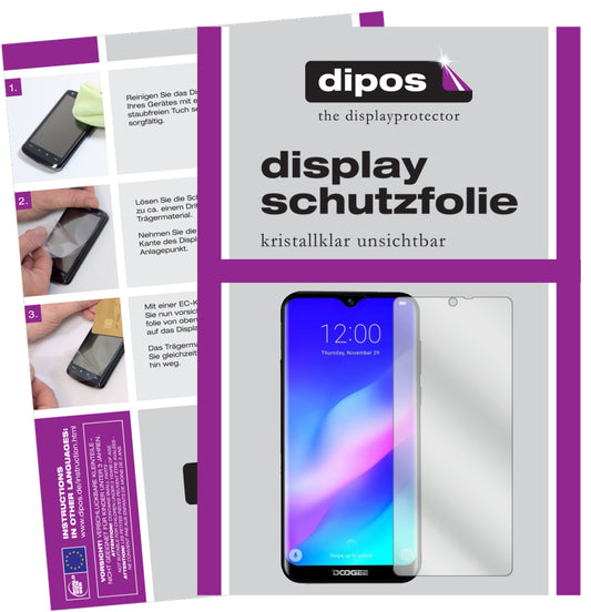 Klare Displayschutzfolie von dipos passend für Doogee Y8 Plus (2019), präziser Zuschnitt und blasenfrei montiert