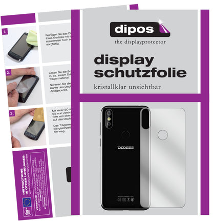 Klare Displayschutzfolie von dipos passend für Doogee Y8 Rückseite, präziser Zuschnitt und blasenfrei montiert