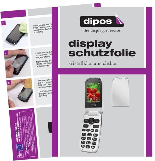 Klare Displayschutzfolie von dipos passend für Doro Secure 628, präziser Zuschnitt und blasenfrei montiert