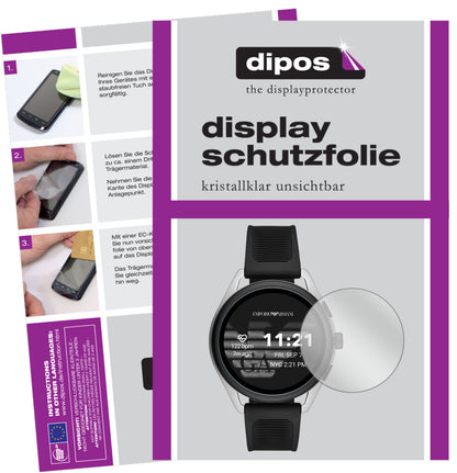 Klare Displayschutzfolie von dipos passend für Emporio Armani Smartwatch 3, präziser Zuschnitt und blasenfrei montiert