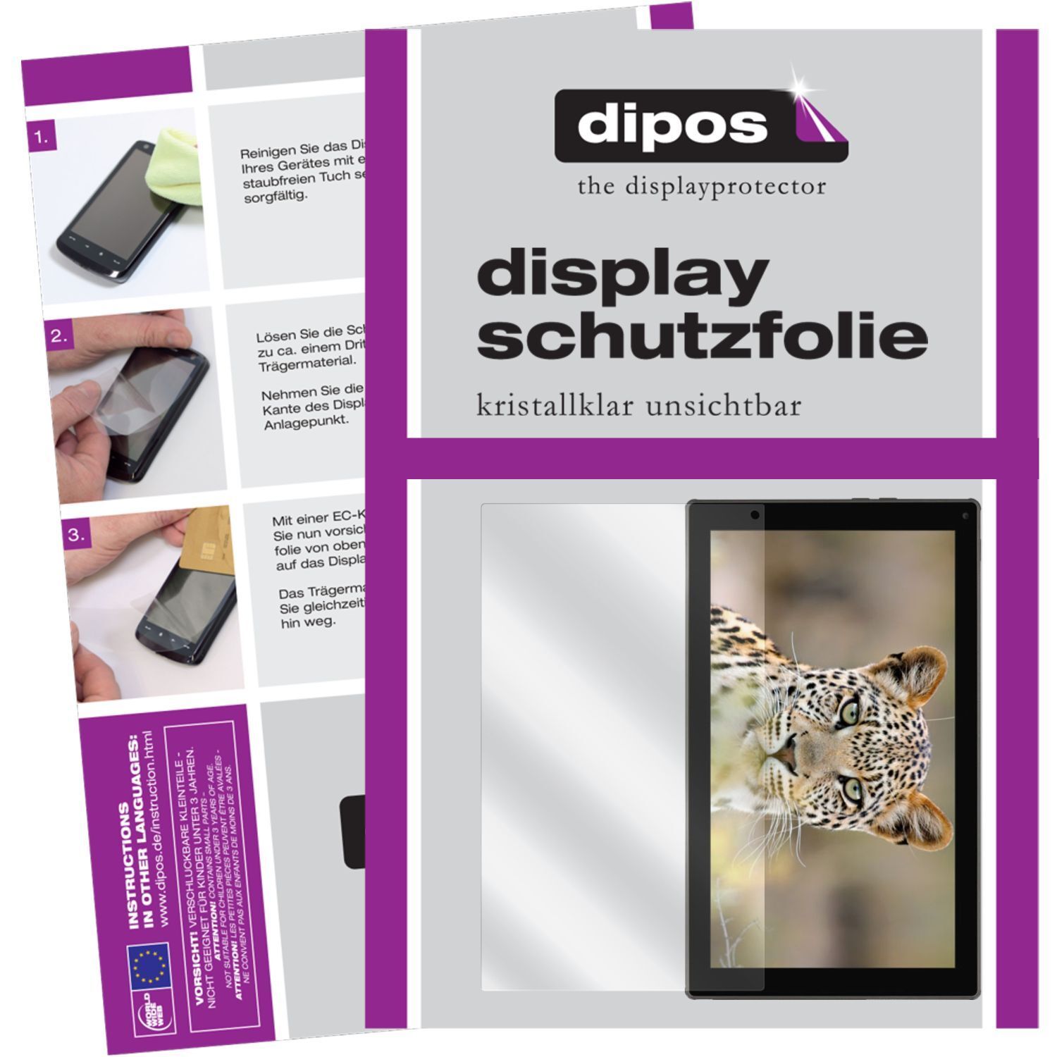 Klare Displayschutzfolie von dipos passend für Endeavour 101G Blaupunkt, präziser Zuschnitt und blasenfrei montiert
