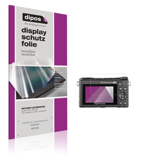Klare Displayschutzfolie von dipos passend für EYEPICK WD300, präziser Zuschnitt und blasenfrei montiert