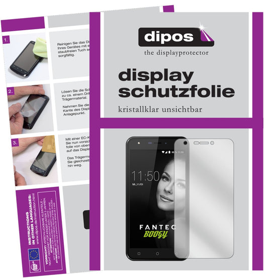 Klare Displayschutzfolie von dipos passend für Fantec Boogy, präziser Zuschnitt und blasenfrei montiert