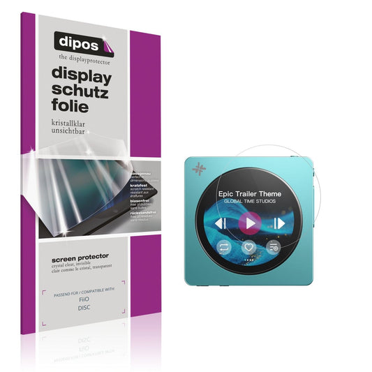 Klare Displayschutzfolie von dipos passend für FiiO DISC, präziser Zuschnitt und blasenfrei montiert