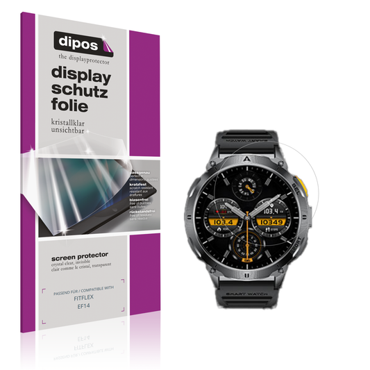 Klare Displayschutzfolie von dipos passend für FITFLEX EF14, präziser Zuschnitt und blasenfrei montiert