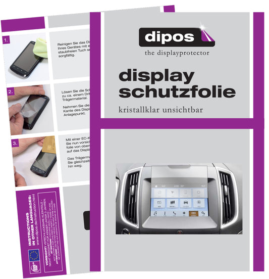 Klare Displayschutzfolie von dipos passend für Ford Ranger Wildtrak Navigation Sync3, präziser Zuschnitt und blasenfrei montiert