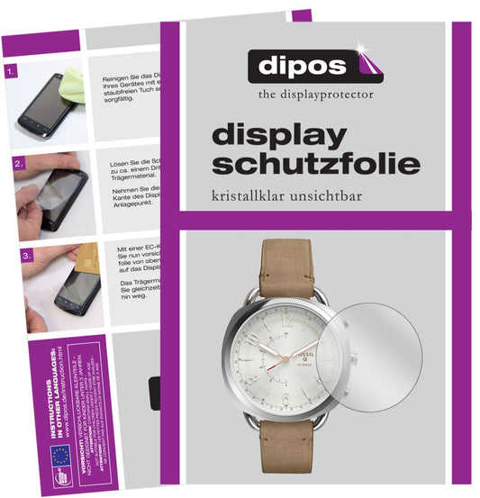 Klare Displayschutzfolie von dipos passend für Fossil Q Accomplice, präziser Zuschnitt und blasenfrei montiert