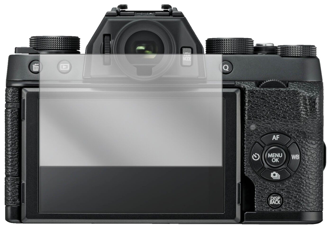 Klare Displayschutzfolie von dipos passend für Fujifilm X T100, präziser Zuschnitt und blasenfrei montiert