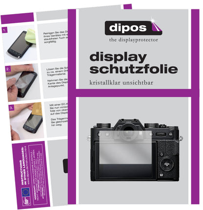 Klare Displayschutzfolie von dipos passend für Fujifilm X-T20, präziser Zuschnitt und blasenfrei montiert
