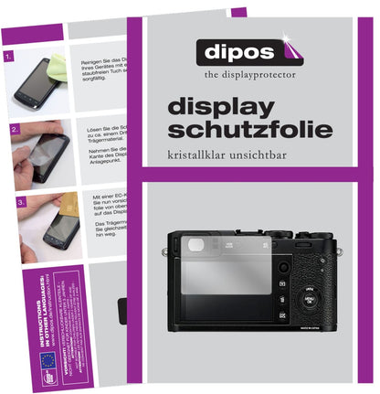 Klare Displayschutzfolie von dipos passend für Fujifilm X100F, präziser Zuschnitt und blasenfrei montiert