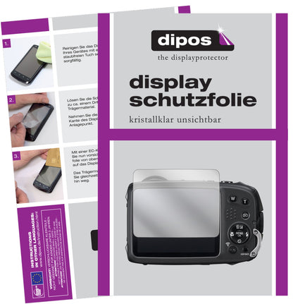 Klare Displayschutzfolie von dipos passend für Fujifilm XP90 Kompaktkamera, präziser Zuschnitt und blasenfrei montiert