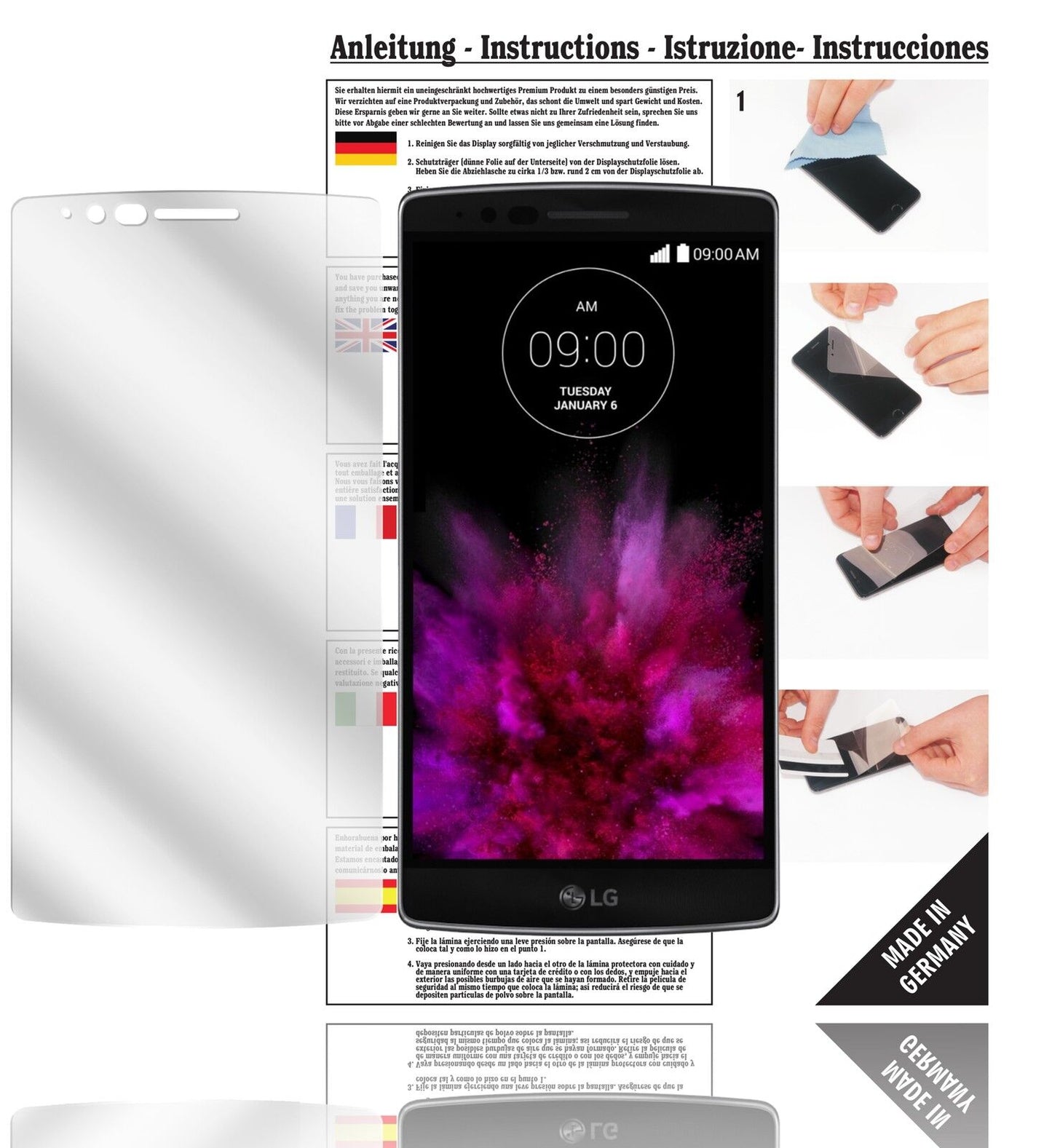 Klare Displayschutzfolie von dipos passend für G Flex 2 LG, präziser Zuschnitt und blasenfrei montiert