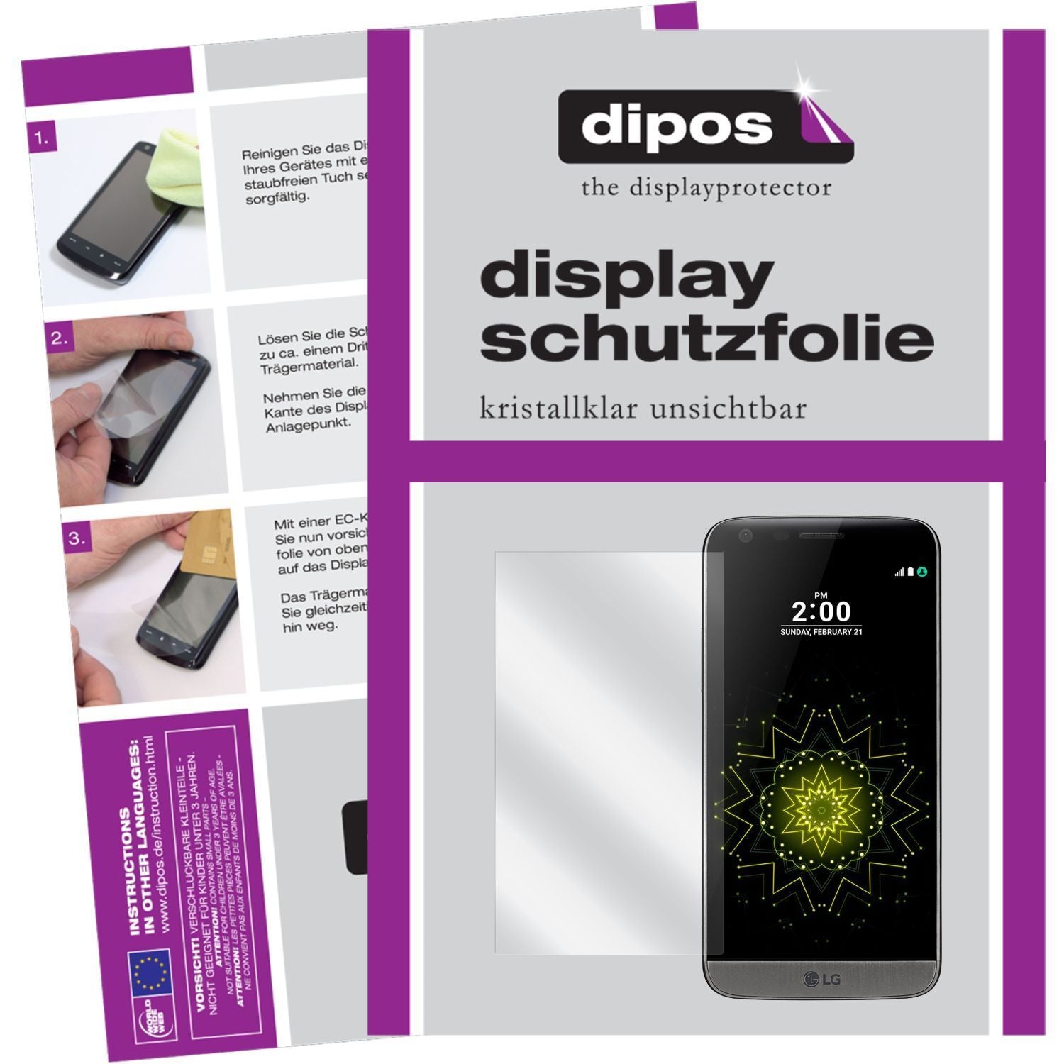 Klare Displayschutzfolie von dipos passend für G5 LG, präziser Zuschnitt und blasenfrei montiert