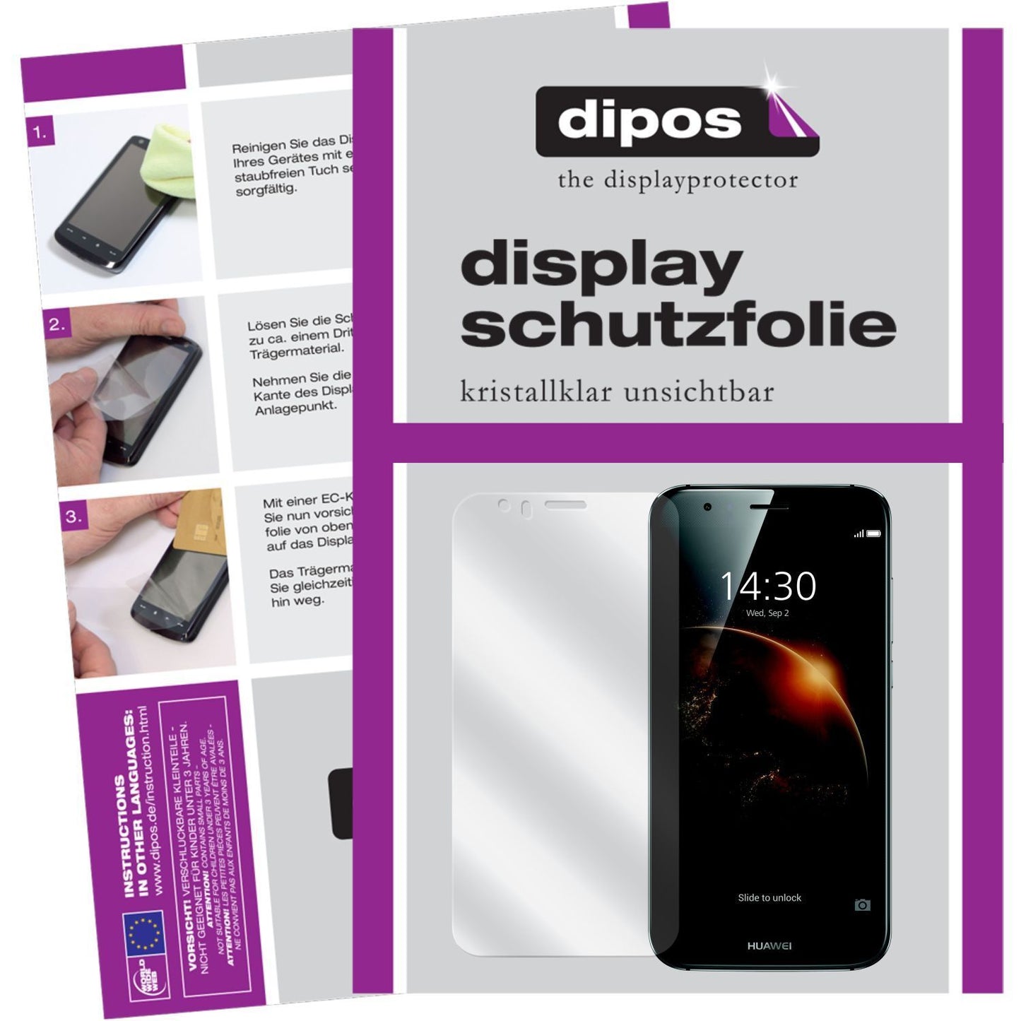 Klare Displayschutzfolie von dipos passend für G8 Huawei, präziser Zuschnitt und blasenfrei montiert
