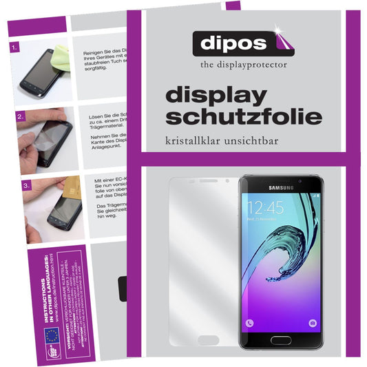 Klare Displayschutzfolie von dipos passend für Galaxy A3 (2016) Samsung, präziser Zuschnitt und blasenfrei montiert