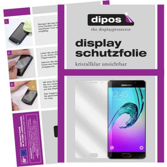 Klare Displayschutzfolie von dipos passend für Galaxy A5 (2016) Samsung, präziser Zuschnitt und blasenfrei montiert