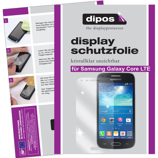 Klare Displayschutzfolie von dipos passend für Galaxy Core LTE Samsung, präziser Zuschnitt und blasenfrei montiert
