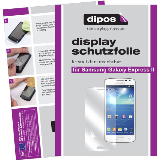 Klare Displayschutzfolie von dipos passend für Galaxy Express 2 Samsung, präziser Zuschnitt und blasenfrei montiert