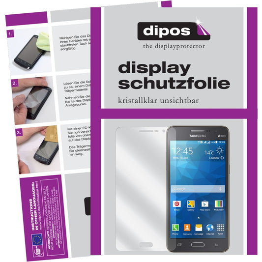 Klare Displayschutzfolie von dipos passend für Galaxy Grand Prime Samsung, präziser Zuschnitt und blasenfrei montiert