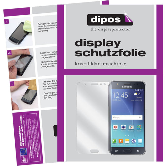 Klare Displayschutzfolie von dipos passend für Galaxy J5 Samsung, präziser Zuschnitt und blasenfrei montiert