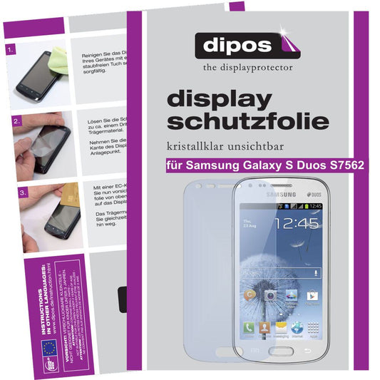 Klare Displayschutzfolie von dipos passend für Galaxy S Duos S7562 Samsung, präziser Zuschnitt und blasenfrei montiert