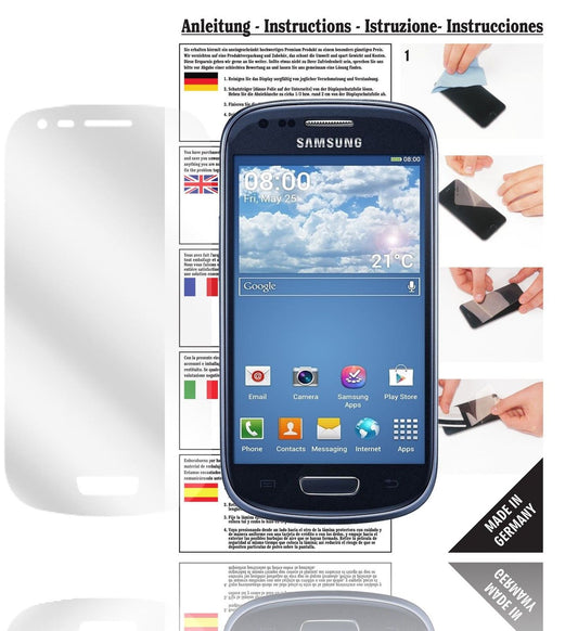 Klare Displayschutzfolie von dipos passend für Galaxy S3 mini Samsung, präziser Zuschnitt und blasenfrei montiert
