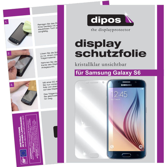 Klare Displayschutzfolie von dipos passend für Galaxy S6 Samsung, präziser Zuschnitt und blasenfrei montiert